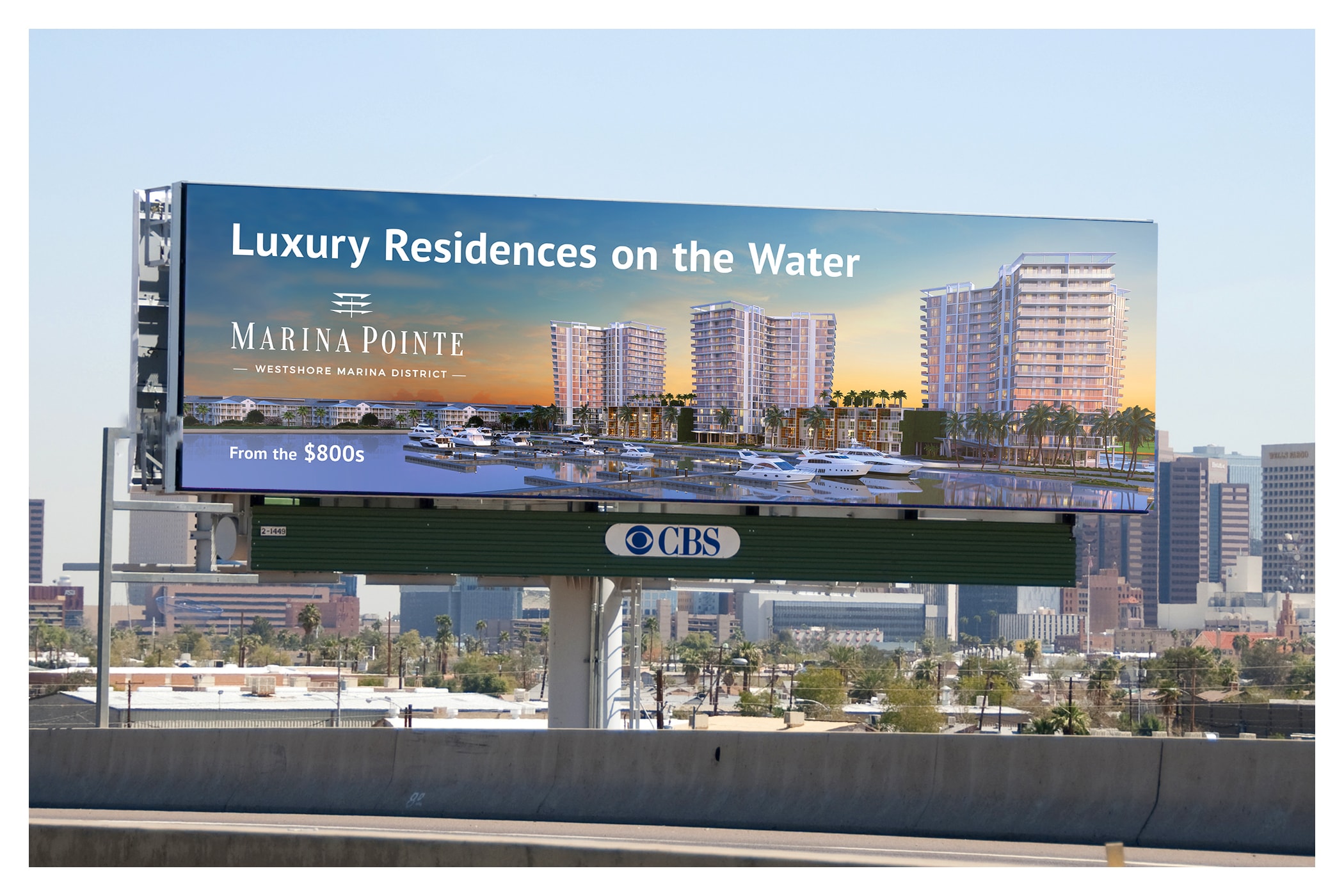 Luxury Residences on the Water billboard for Marina Pointe
