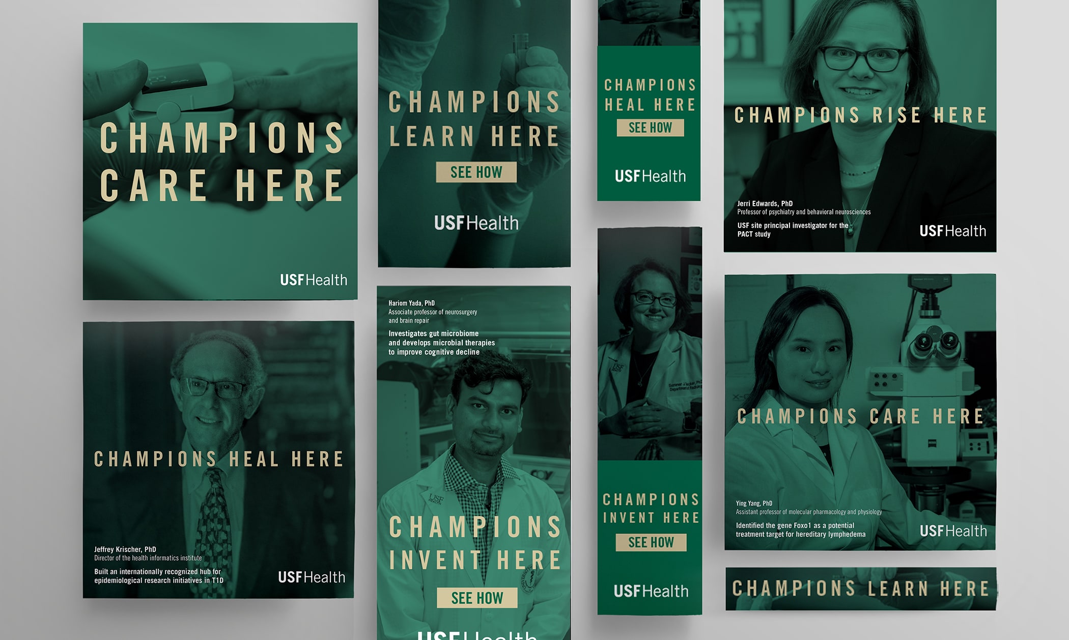 Collage of digital display ads for USF Health